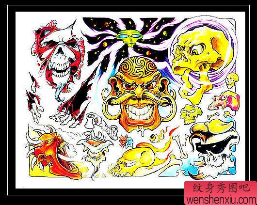 卡通骷髅鬼纹身图案