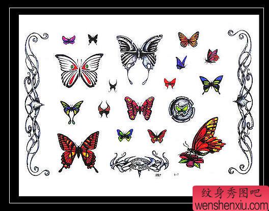 彩色蝴蝶纹身图案