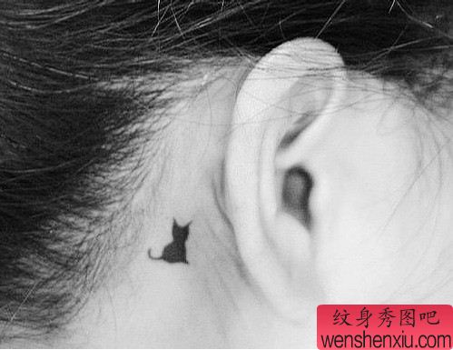 耳后猫咪纹身图案