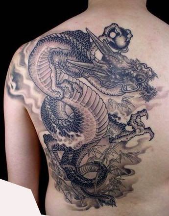 半背龙纹身图案