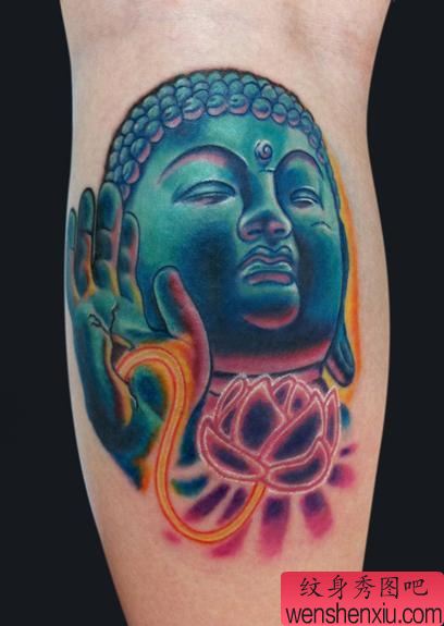 最好的纹身图库:腿部佛纹身图案