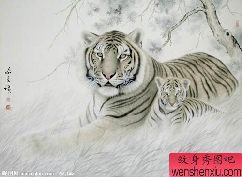 东北虎纹身图案手稿