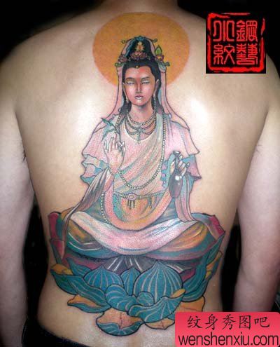 满背观音菩萨纹身图案图片