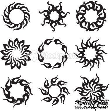 图腾纹身图案:图腾太阳纹身图案