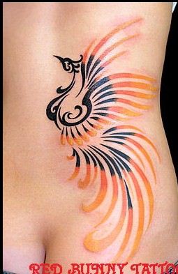 后背图腾凤凰纹身图案