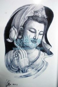 中国传统纹身图案:观世音菩萨纹身图案图片