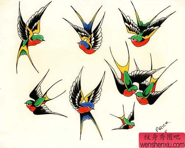 一组燕子纹身图片