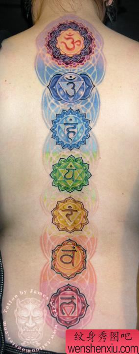 后背梵文纹身图案