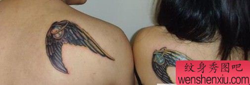 情侣后背翅膀纹身图案