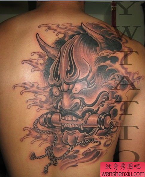 肩背般若纹身图案