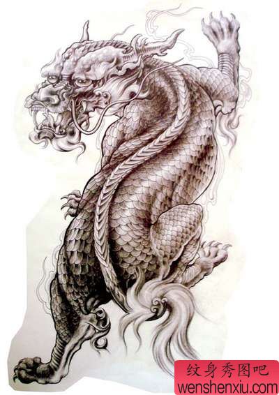 《天书》经典的麒麟纹身图片