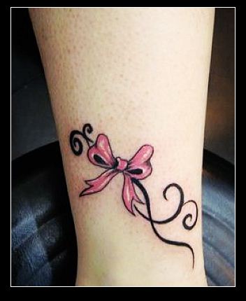 脚踝图腾蝴蝶结纹身图案