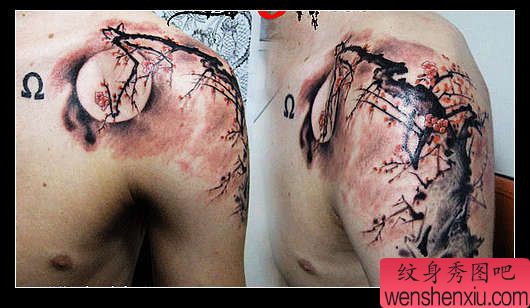 肩膀大臂梅花纹身图案