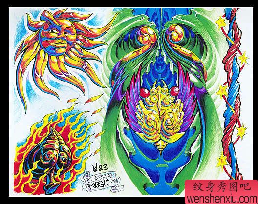 太阳火焰纹身图案