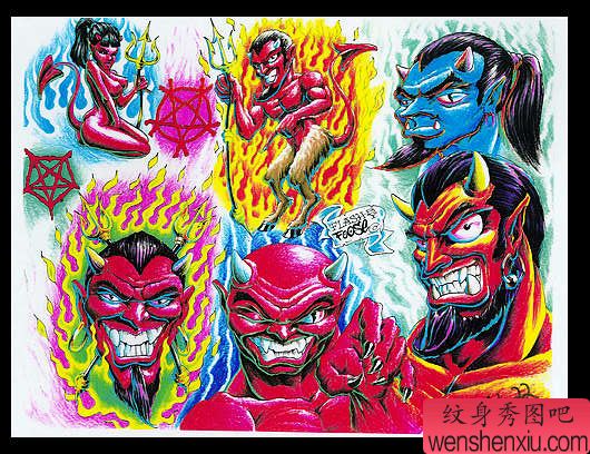 欧美卡通恶魔纹身图案图片