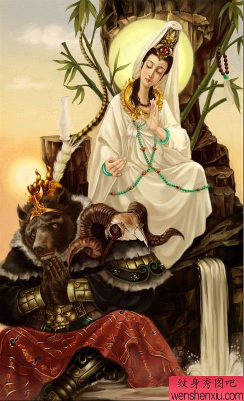 经典南海观音纹身图案