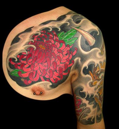 纹身图案—半胛纹身图案—般若纹身图案—菊花纹身图案