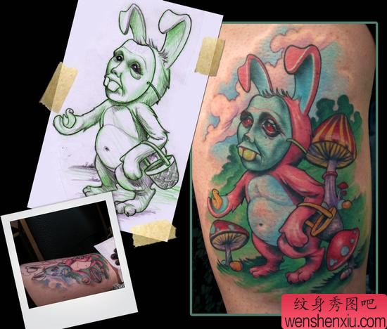 可爱的卡通兔子纹身图案