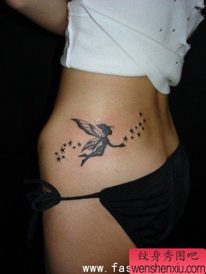 纹身图案之美女腰部天使纹身图案(经典)