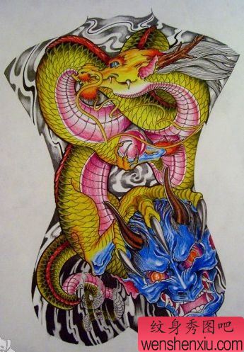 龙纹身图案之经典满背龙纹身图案(精品)
