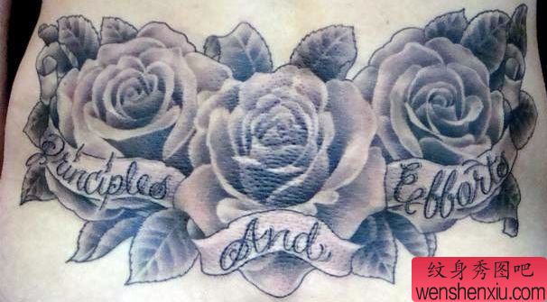 女人纹身图案：玫瑰纹身图案