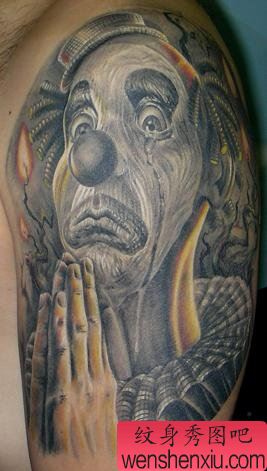 纹身图案:男性纹身图案之欧美3D小丑纹身图案