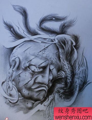 纹身图案:男性纹身图案之帅气霸气超酷的罗汉凤凰纹身图案(精品)