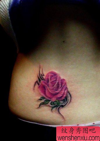 纹身520图库介绍一幅玫瑰纹身图案图片