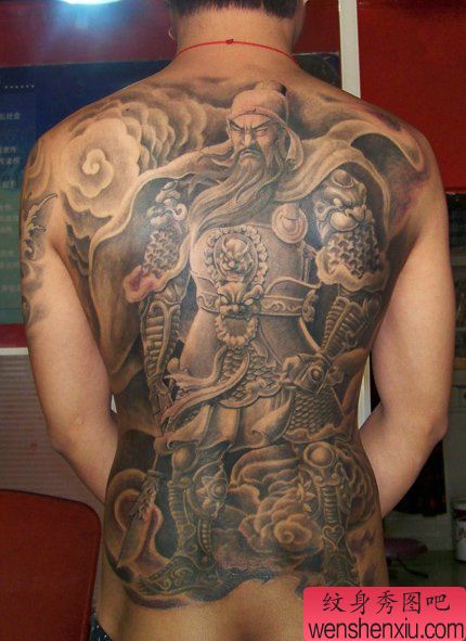 关公纹身图案：超酷超赞是满背关公纹身图案图片（精品）