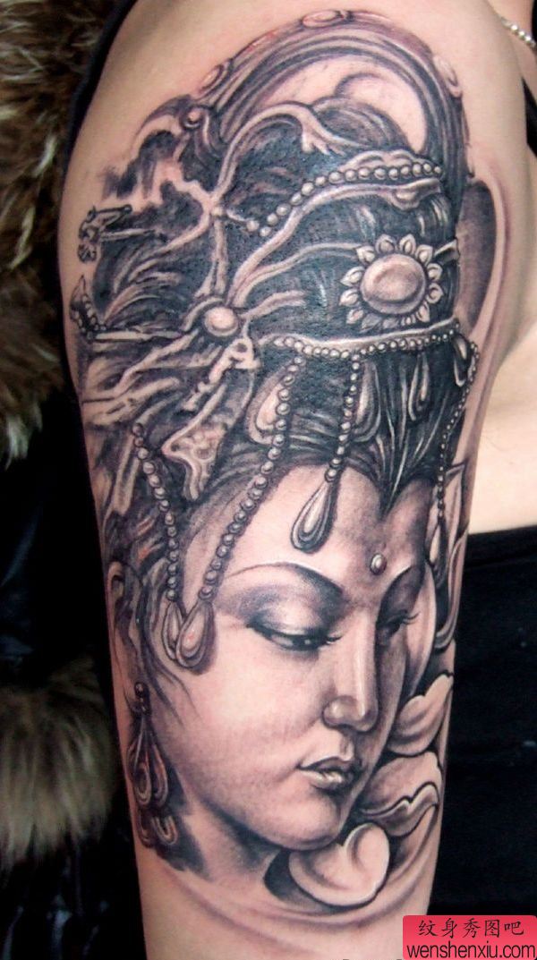 手臂纹身图案:超帅的手臂观音纹身图案(精品)
