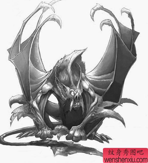 纹身图案：超酷超帅的另类欧美恶魔翅膀纹身图案