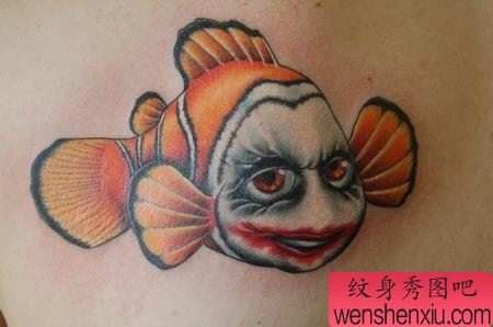 纹身培训学校:血腥小丑鱼刺青图案图片