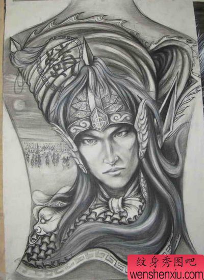 赵云纹身图案：满背赵云赵子龙纹身图案