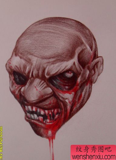 恶魔纹身图案:滴血恶魔纹身图案纹身图片