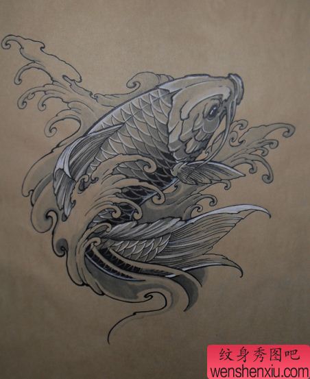 鲤鱼纹身图案：鲤鱼纹身图案纹身图片