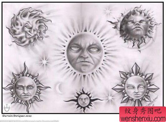 纹身图案：太阳纹身图案纹身图片