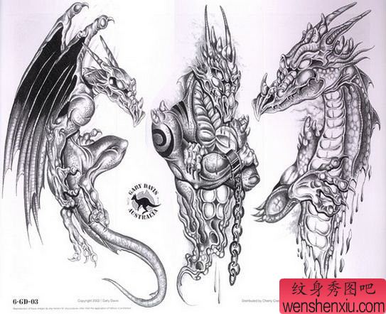 龙纹身图案：欧美龙纹身图案
