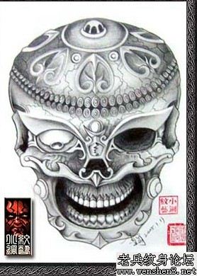 宗教纹身图案：嘎巴拉纹身图案