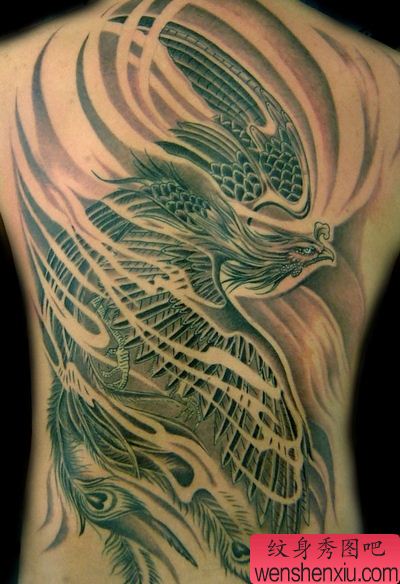 满背纹身图案:满背凤凰纹身图案图片