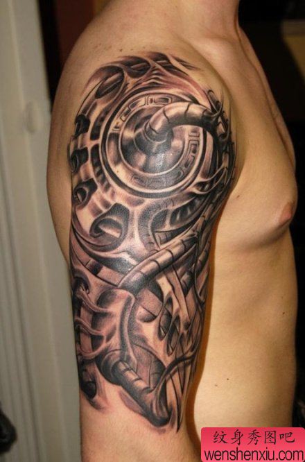 机械纹身图案：手臂机械臂纹身图案纹身图片