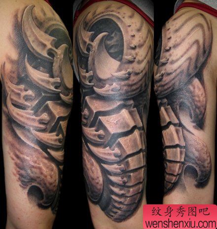 机械臂纹身图案：手臂3D机械臂纹身图案纹身图片