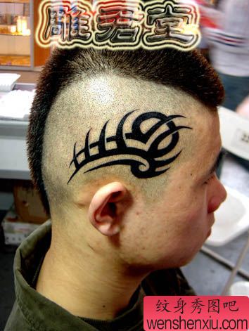 帅哥头部图腾纹身图案