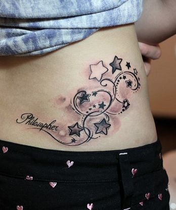 腰部纹身图案:腰部五角星纹身图案