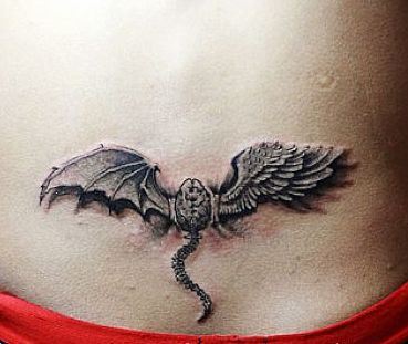 翅膀纹身图案:腰部翅膀纹身图案