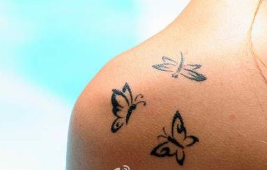 肩部纹身图案:肩部图腾小蝴蝶纹身图案