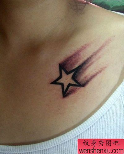 胸部纹身图案:胸部图腾五角星纹身图案