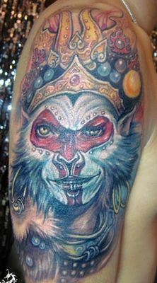 孙悟空纹身图案：手臂齐天大圣孙悟空纹身图案