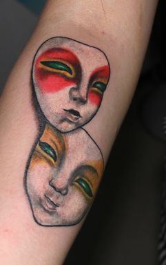 手臂纹身图案:手臂面具纹身图案