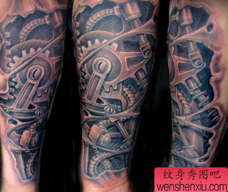 机械臂纹身图案:手臂机械臂纹身图案