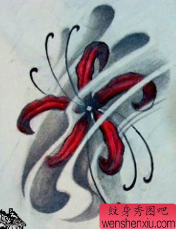 彼岸花纹身图案：彩色彼岸花纹身图案